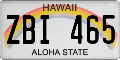 HI license plate ZBI465