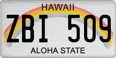 HI license plate ZBI509