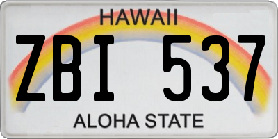 HI license plate ZBI537
