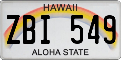 HI license plate ZBI549