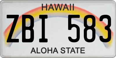 HI license plate ZBI583