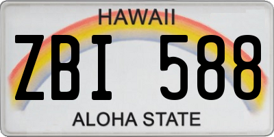 HI license plate ZBI588