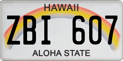 HI license plate ZBI607