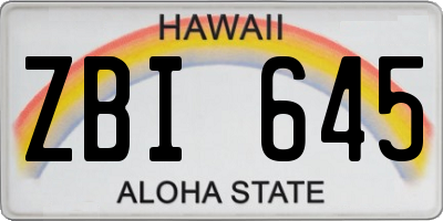 HI license plate ZBI645