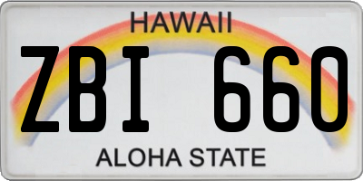 HI license plate ZBI660