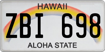 HI license plate ZBI698
