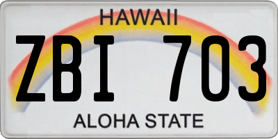 HI license plate ZBI703