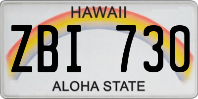 HI license plate ZBI730