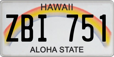 HI license plate ZBI751