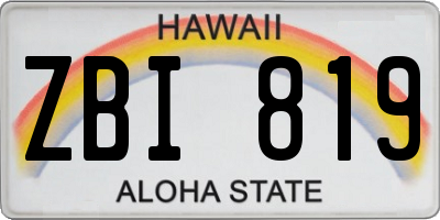 HI license plate ZBI819