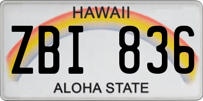 HI license plate ZBI836