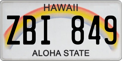 HI license plate ZBI849