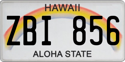 HI license plate ZBI856