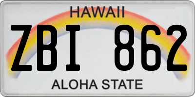 HI license plate ZBI862