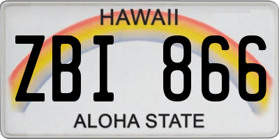HI license plate ZBI866