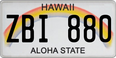 HI license plate ZBI880