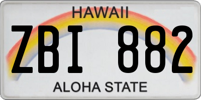 HI license plate ZBI882