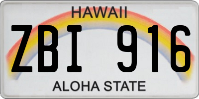 HI license plate ZBI916