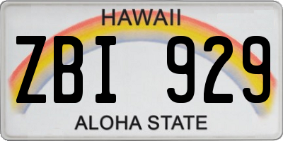 HI license plate ZBI929