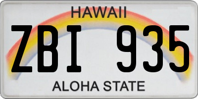 HI license plate ZBI935