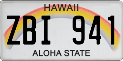HI license plate ZBI941