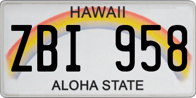 HI license plate ZBI958