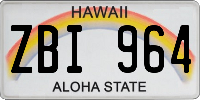 HI license plate ZBI964