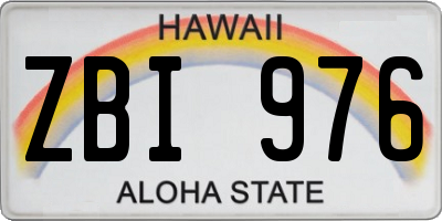 HI license plate ZBI976
