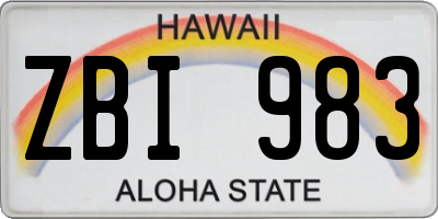 HI license plate ZBI983