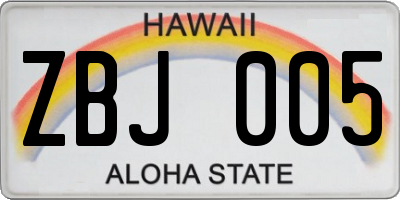 HI license plate ZBJ005