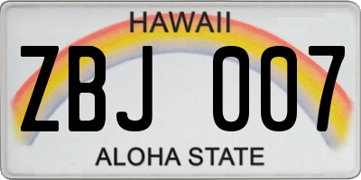 HI license plate ZBJ007
