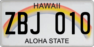 HI license plate ZBJ010