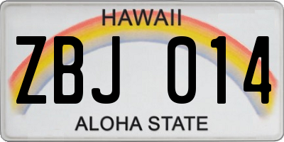 HI license plate ZBJ014