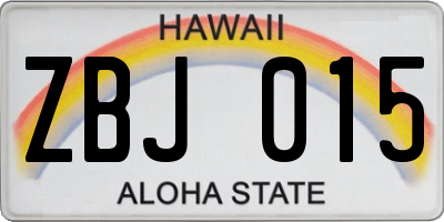 HI license plate ZBJ015
