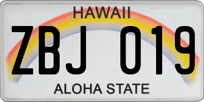 HI license plate ZBJ019