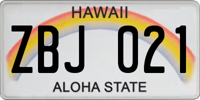 HI license plate ZBJ021