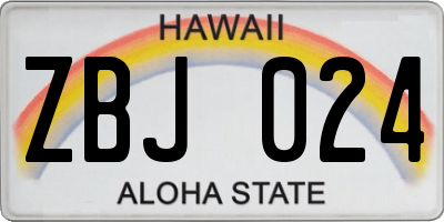 HI license plate ZBJ024
