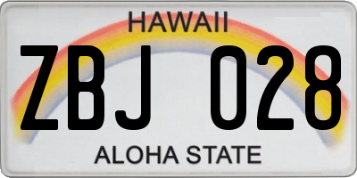 HI license plate ZBJ028