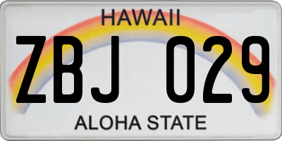 HI license plate ZBJ029