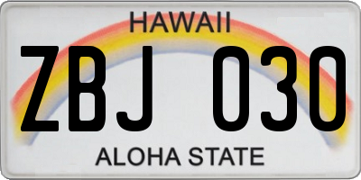HI license plate ZBJ030