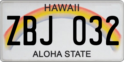HI license plate ZBJ032