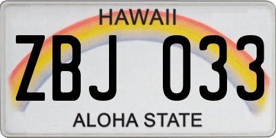 HI license plate ZBJ033