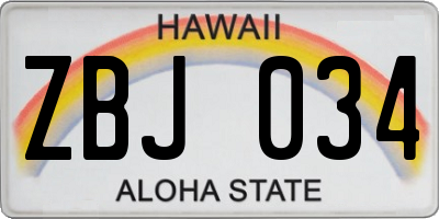 HI license plate ZBJ034