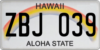 HI license plate ZBJ039