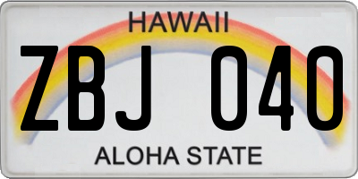 HI license plate ZBJ040