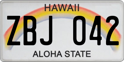 HI license plate ZBJ042