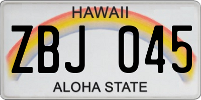 HI license plate ZBJ045