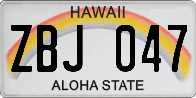 HI license plate ZBJ047