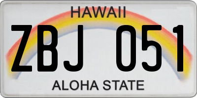 HI license plate ZBJ051