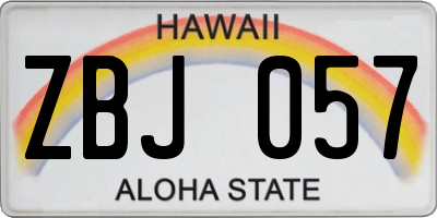 HI license plate ZBJ057